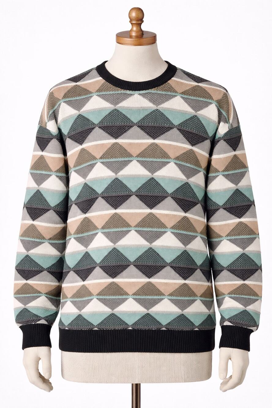 Coogi | Knit Sweater Black Green White Triangle Print Large